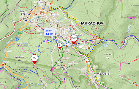 Trasa rowerowa 4A (Harrachov, autobus - skocznie narciarskie - Janova cesta, skrzyżowanie)